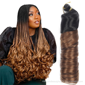 Ombre Loose Wave Crochet Braids Hair Wavy Synthetic Braiding Hair For Black Women French Pre Streched Curly Braiding Hair